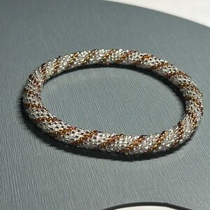 Sashka Brown & Silver Bracelet 8” - #567